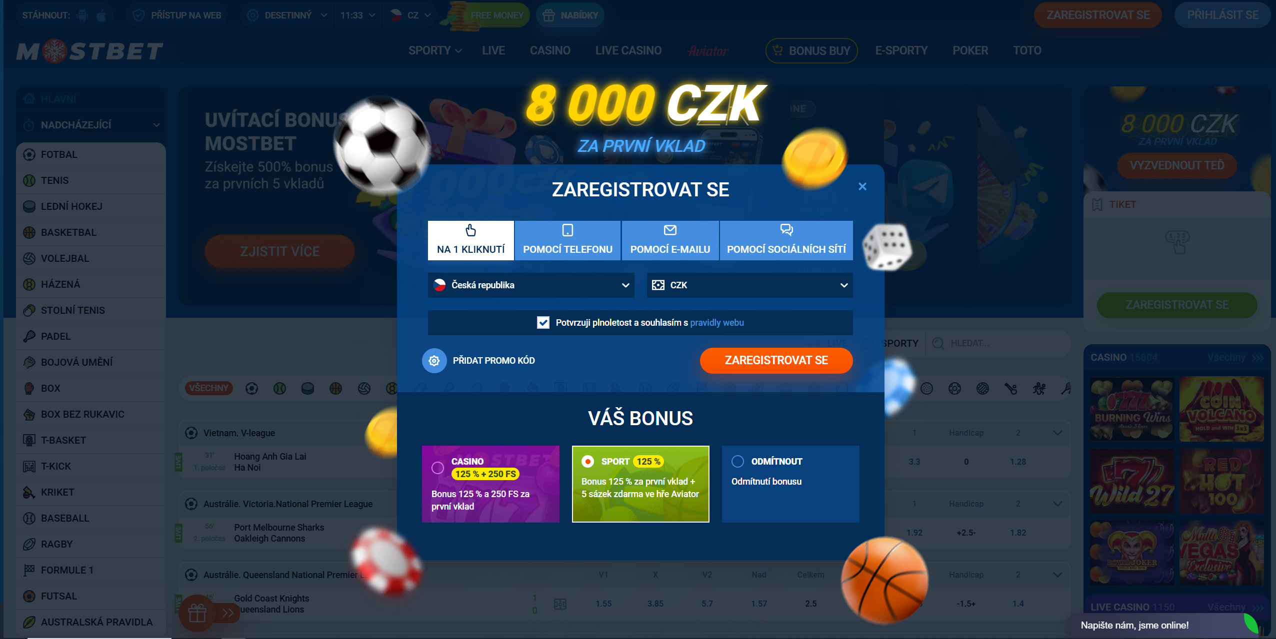 Registrační formulář Mostbet v Česku - vytvořte si účet pro sázení a kasino